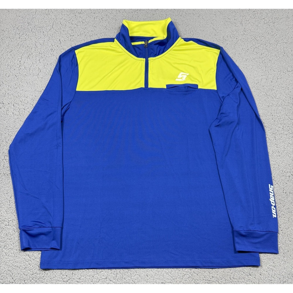 NWT Snap-on Pullover‎ Mens XL Blue Yellow 1/4 Zip Long Sleeve Performance Top